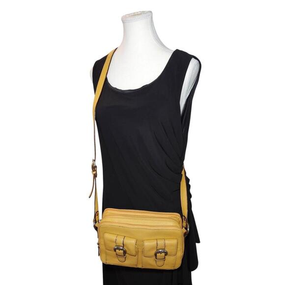 Tignanello Yellow Leather Crossbody Bag - Picture 2 of 12